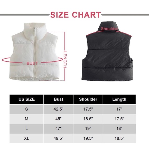 Puffer womens vest Crop Jackets Lightweight Outwear winter vest Orange - Picture 5 of 5